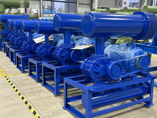 थ्री लोब टाइप रोटरी हाई प्रेशर रूट्स ब्लोअर हाई एफिशिएंसी 60-100kpa