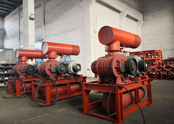 0.8 बार 132kw 10" 850-1500 आरपीएम 71.52-116.5m3/मिन ट्राई लोब रूट्स ब्लोअर