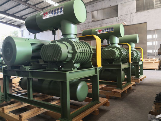 0.8 बार 132kw 10" 850-1500 आरपीएम 71.52-116.5m3/मिन ट्राई लोब रूट्स ब्लोअर